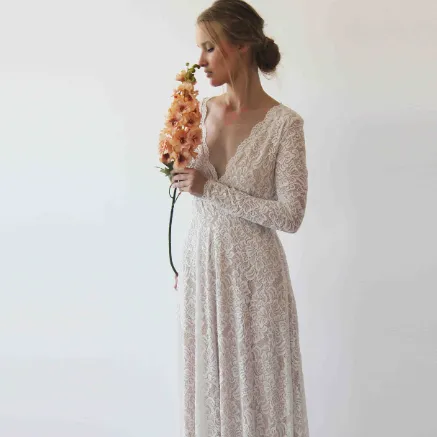 Long Sleeves lace wedding dress  #1258