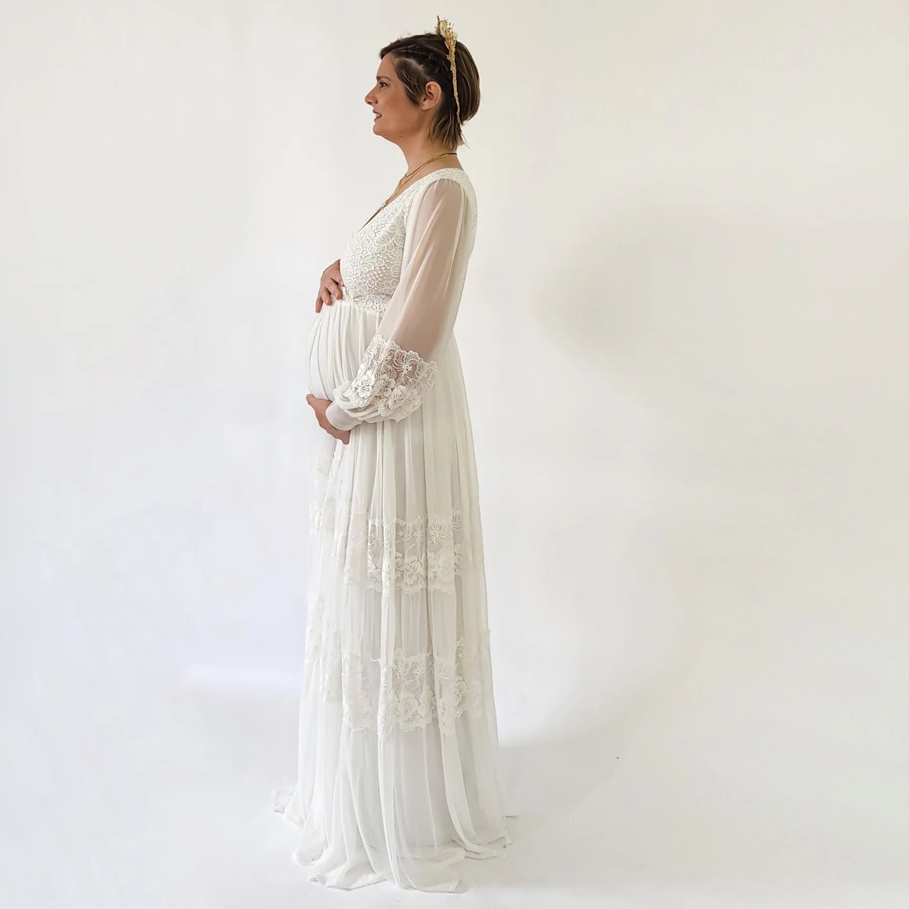 Maternity Chiffon & Lace Dress #7005