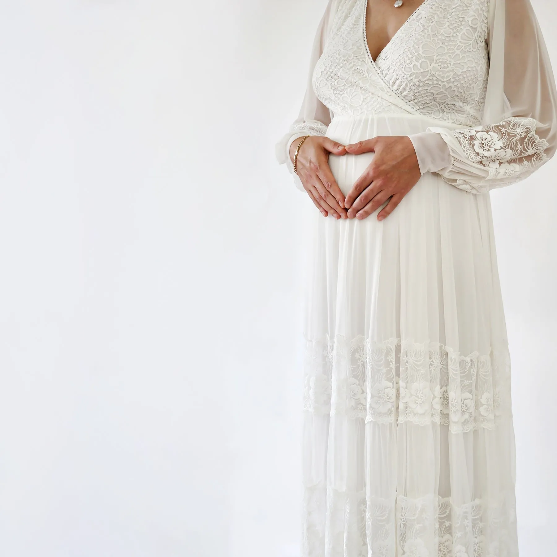 Maternity Chiffon & Lace Dress #7005