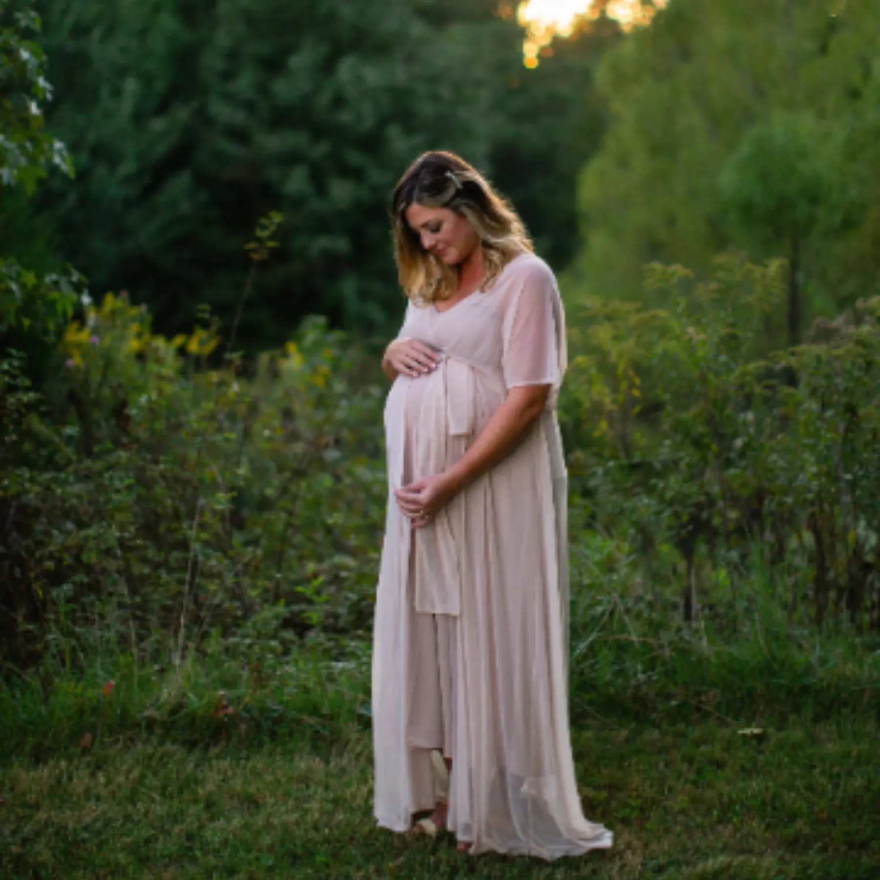 Maternity Chiffon Mesh Dress #1027
