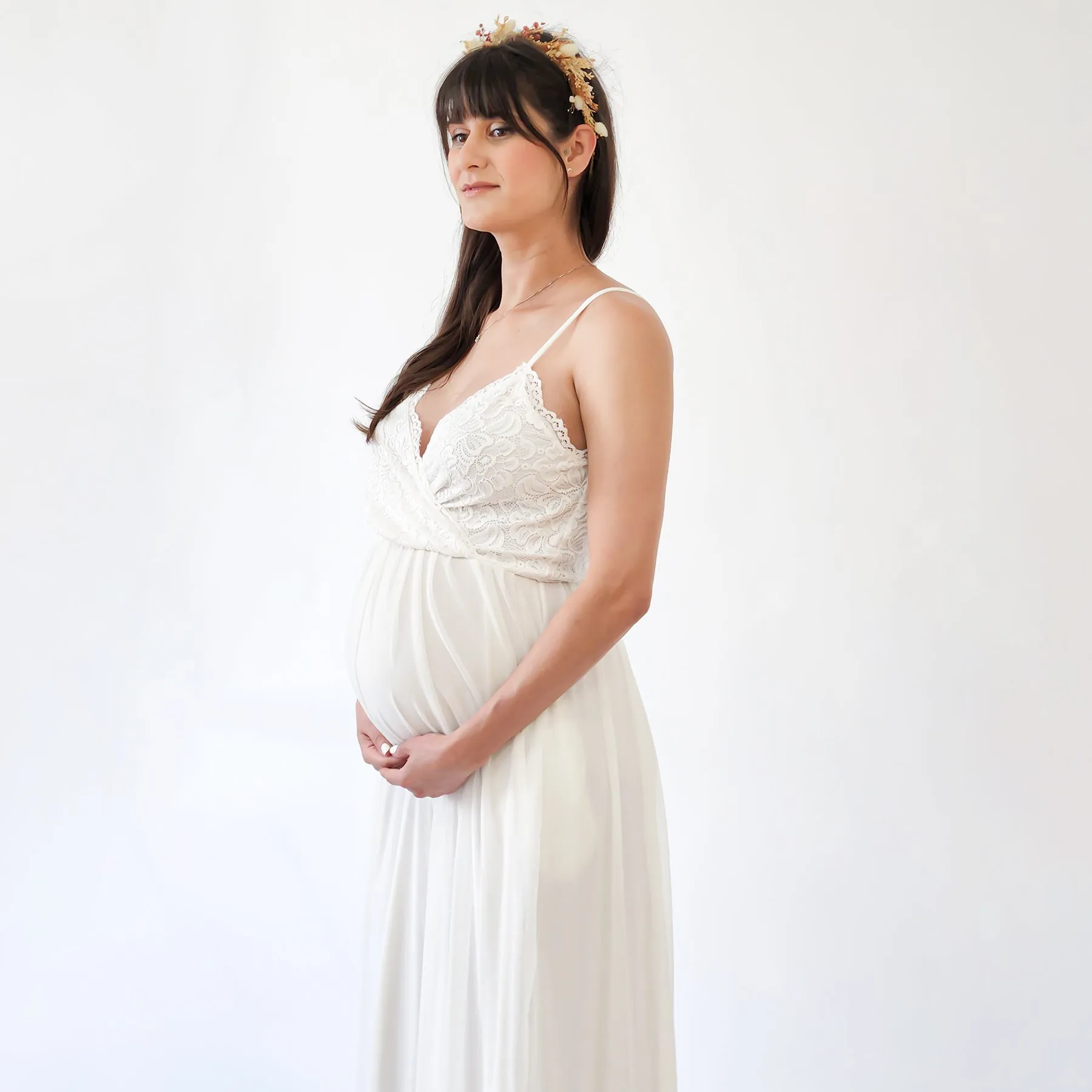 Maternity Chiffon Mesh Dress  #7015