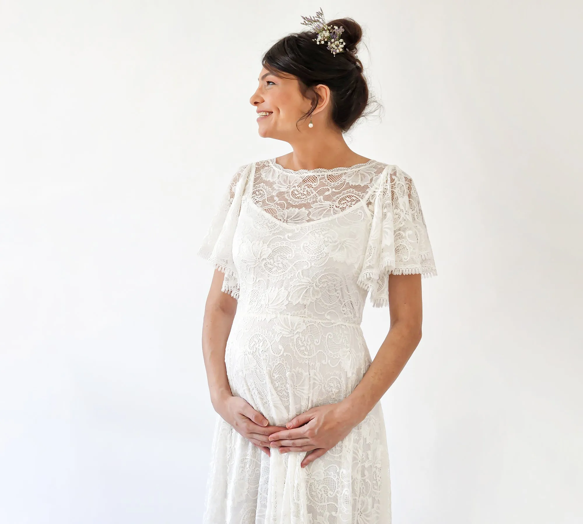 Maternity Flutter Sleeve Dress #7014