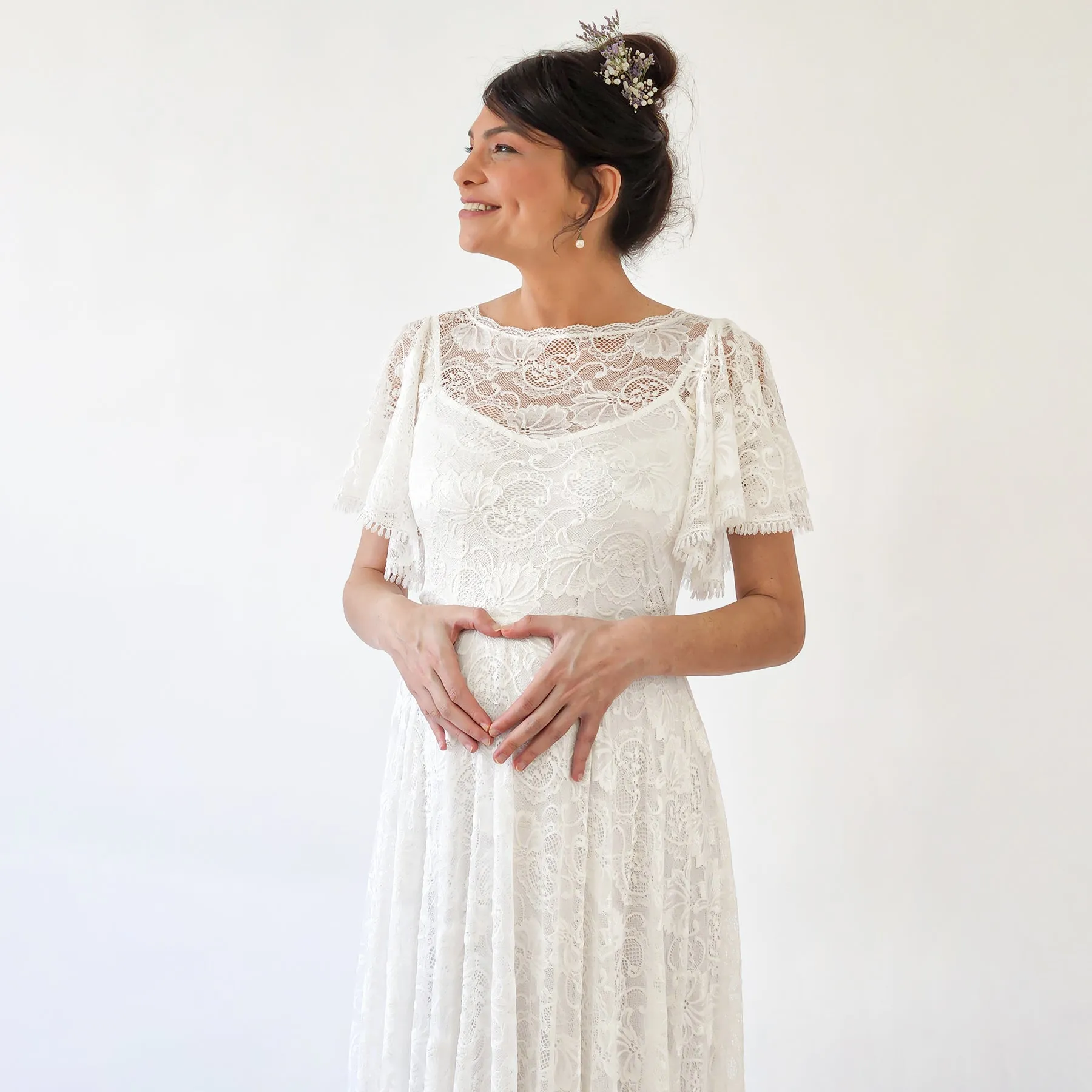 Maternity Flutter Sleeve Dress #7014