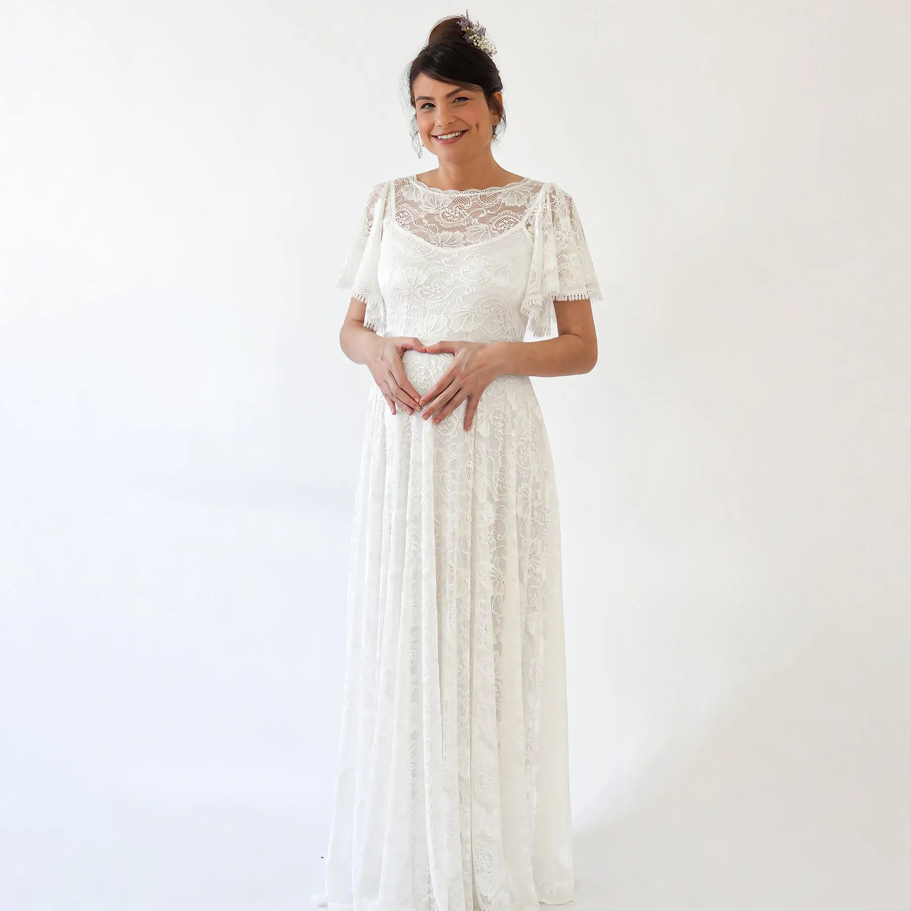 Maternity Flutter Sleeve Dress #7014