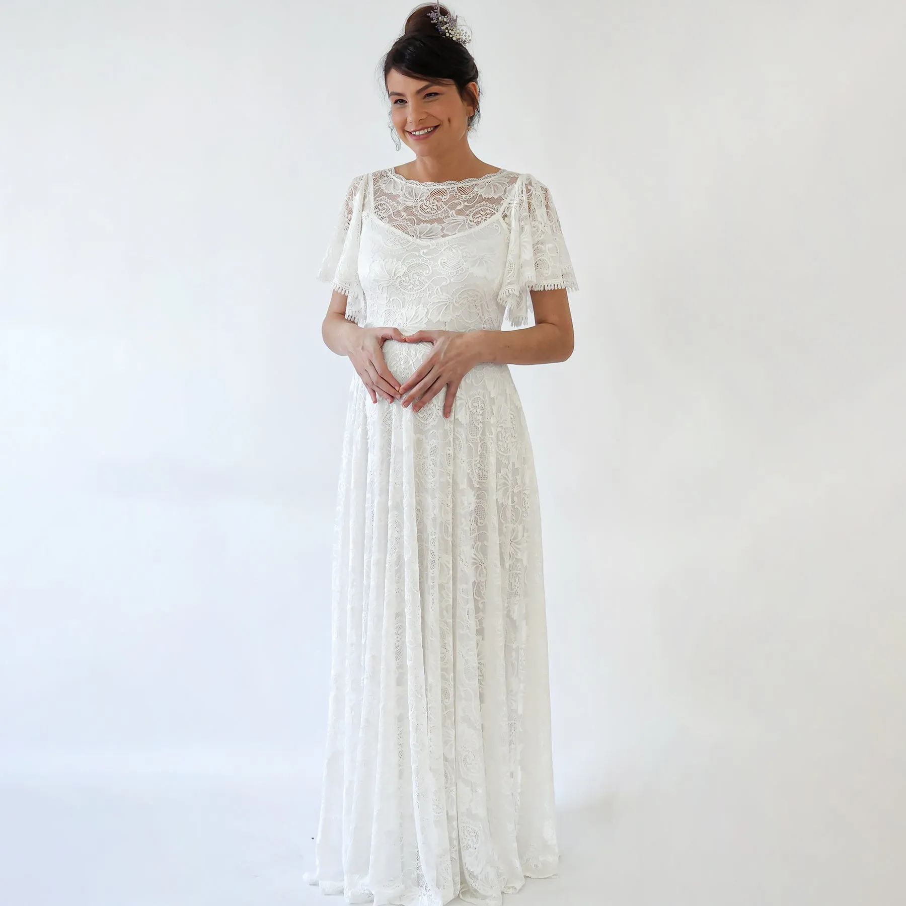 Maternity Flutter Sleeve Dress #7014