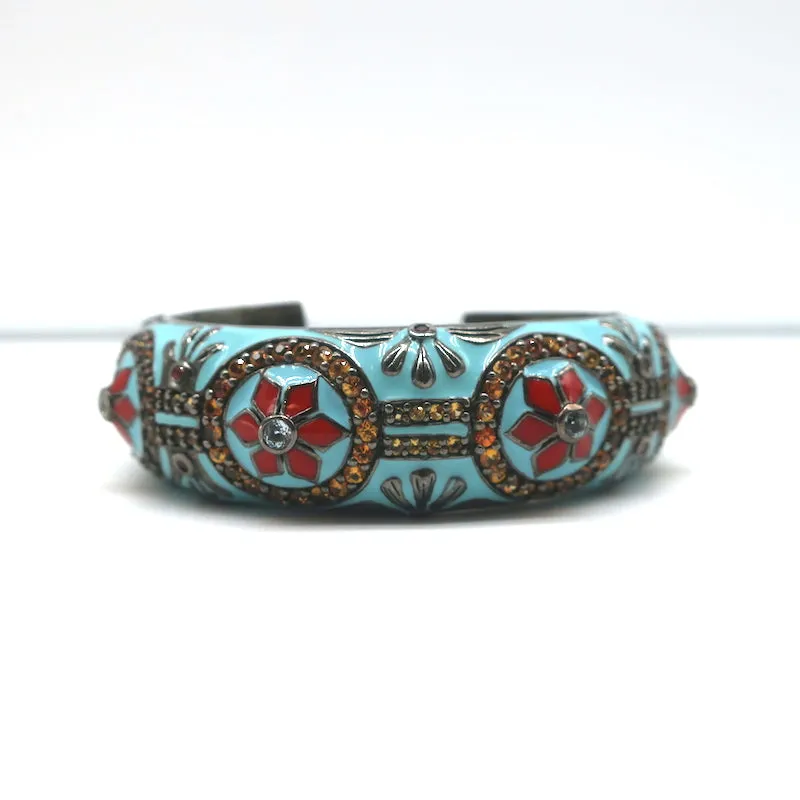 MCL by Matthew Campbell Laurenza Sapphire & Citrine Floral Cuff Bracelet Blue