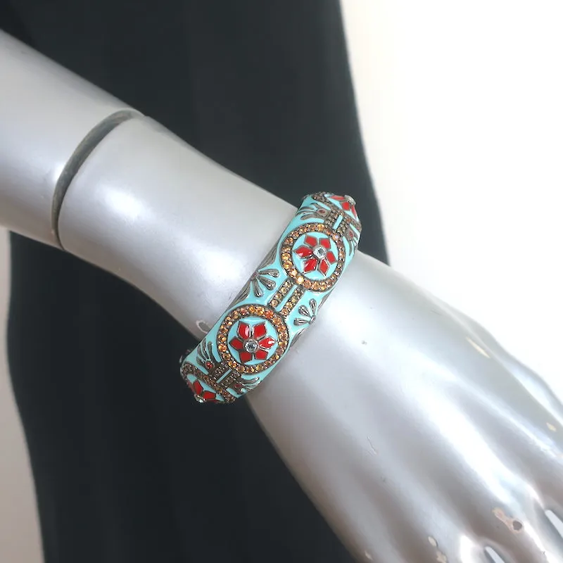MCL by Matthew Campbell Laurenza Sapphire & Citrine Floral Cuff Bracelet Blue