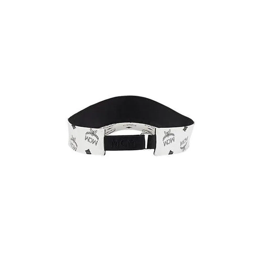 MCM Visetos Leather Visor, White