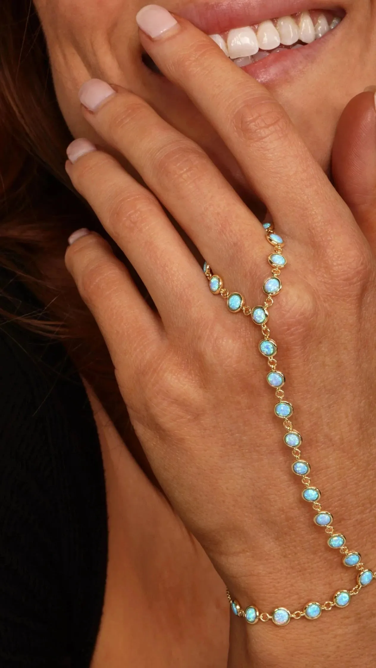 Melinda Maria She's So Fire Blue Opal Hand Chain