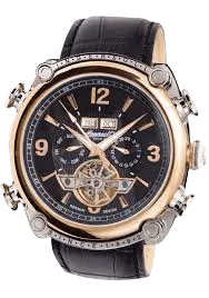 Men's Classic Stainless Steel Automatic Watch with Black Faux Leather Band