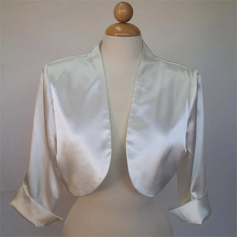 Mid Length Sleeve Red Satin Bolero Jacket Shrug
