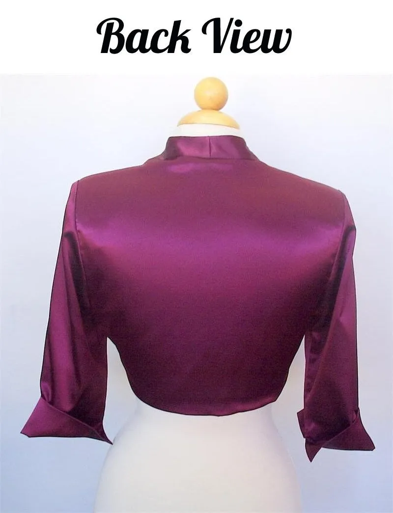 Mid Length Sleeve Red Satin Bolero Jacket Shrug