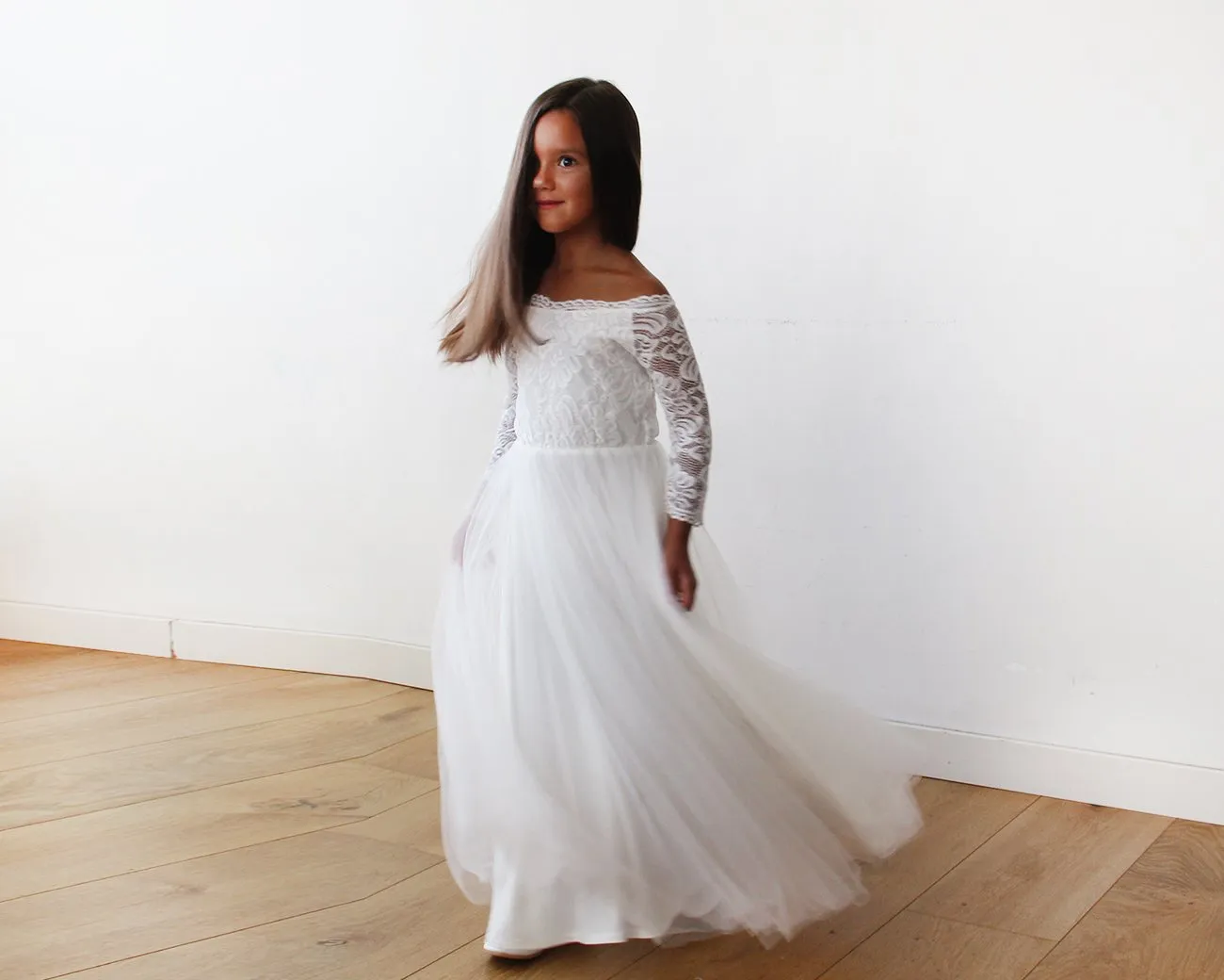 Mini Me Collection Ivory Wedding Train Dress   #1162