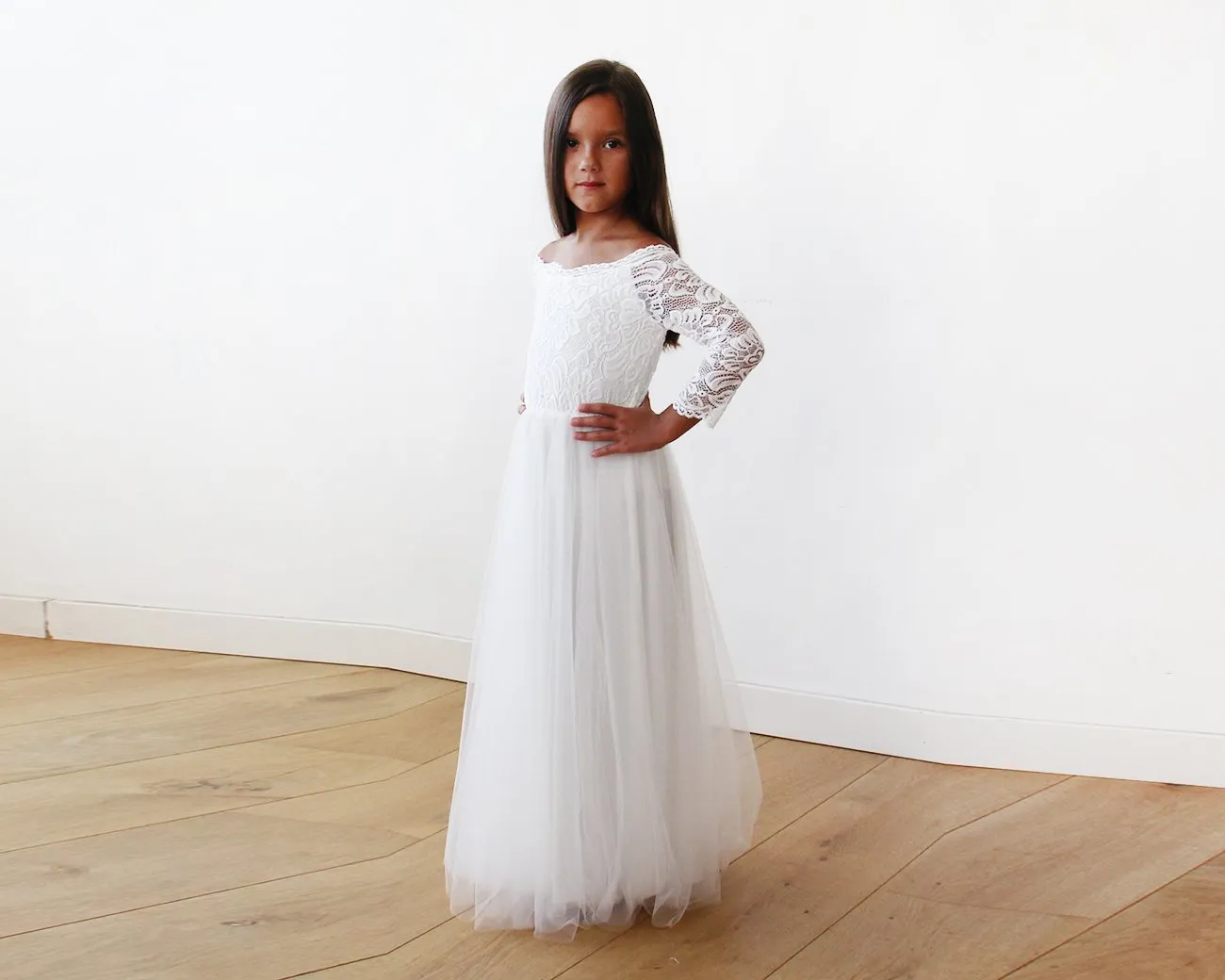 Mini Me Collection Ivory Wedding Train Dress   #1162