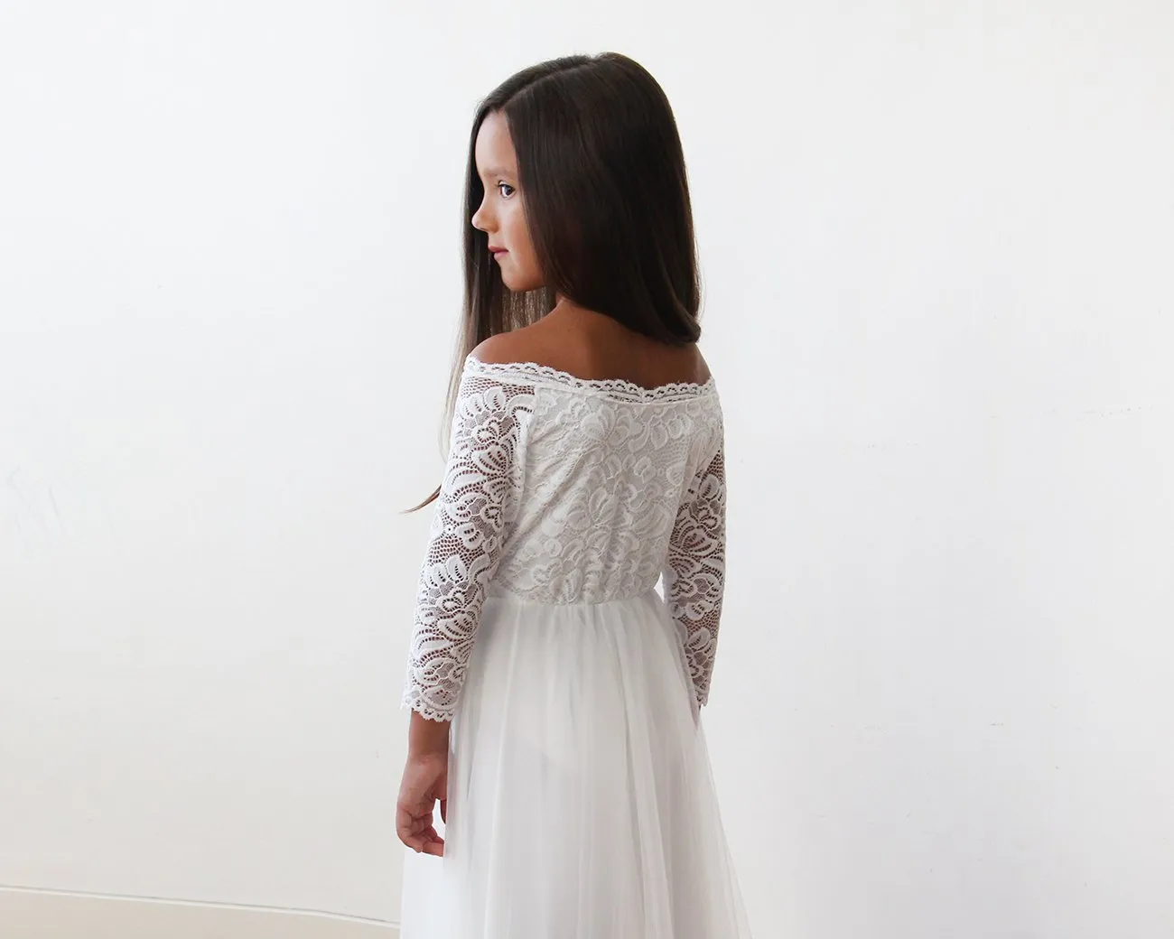 Mini Me Collection Ivory Wedding Train Dress   #1162