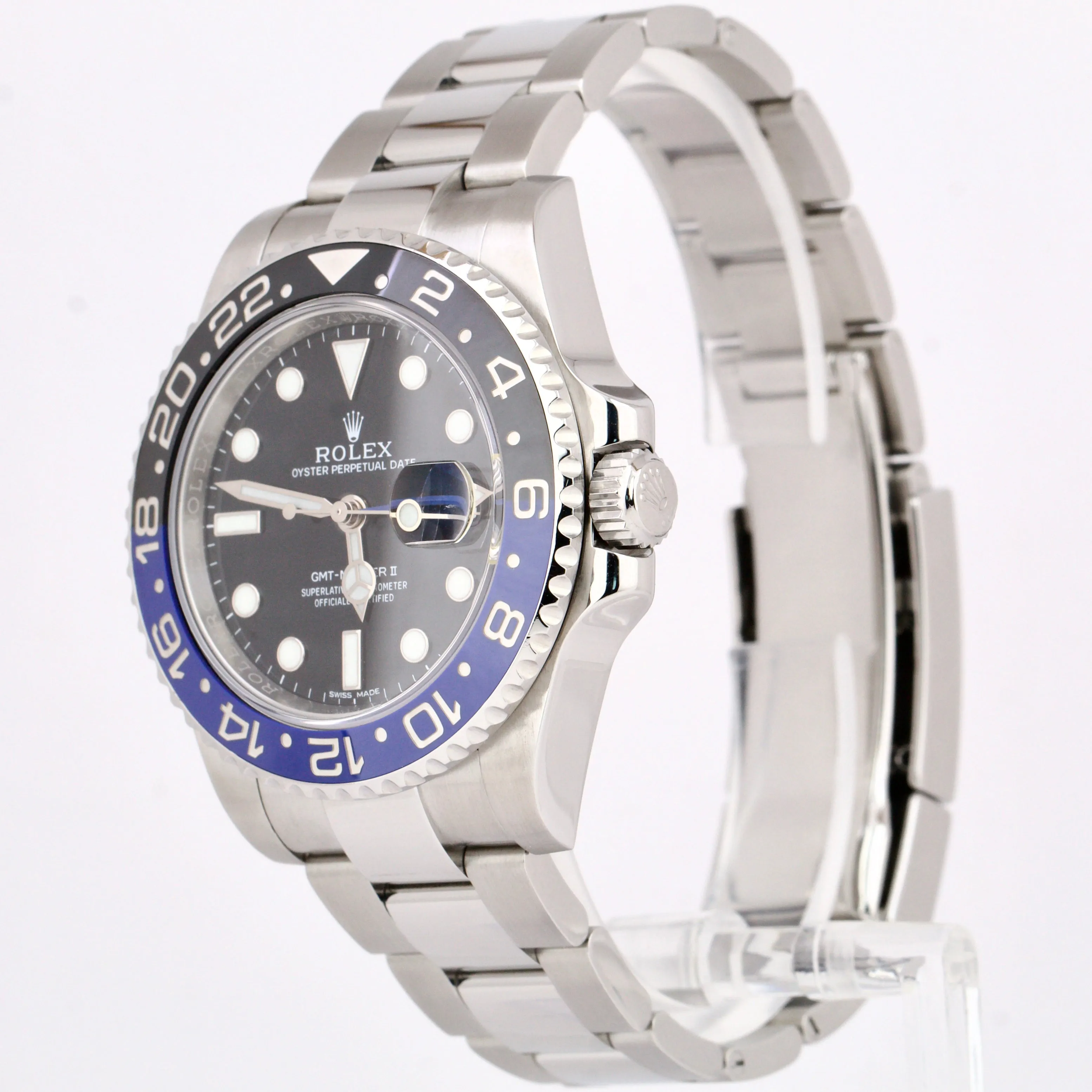 MINT Rolex GMT-Master II Blue Black BATMAN Ceramic Steel 40mm Watch 116710 BLNR