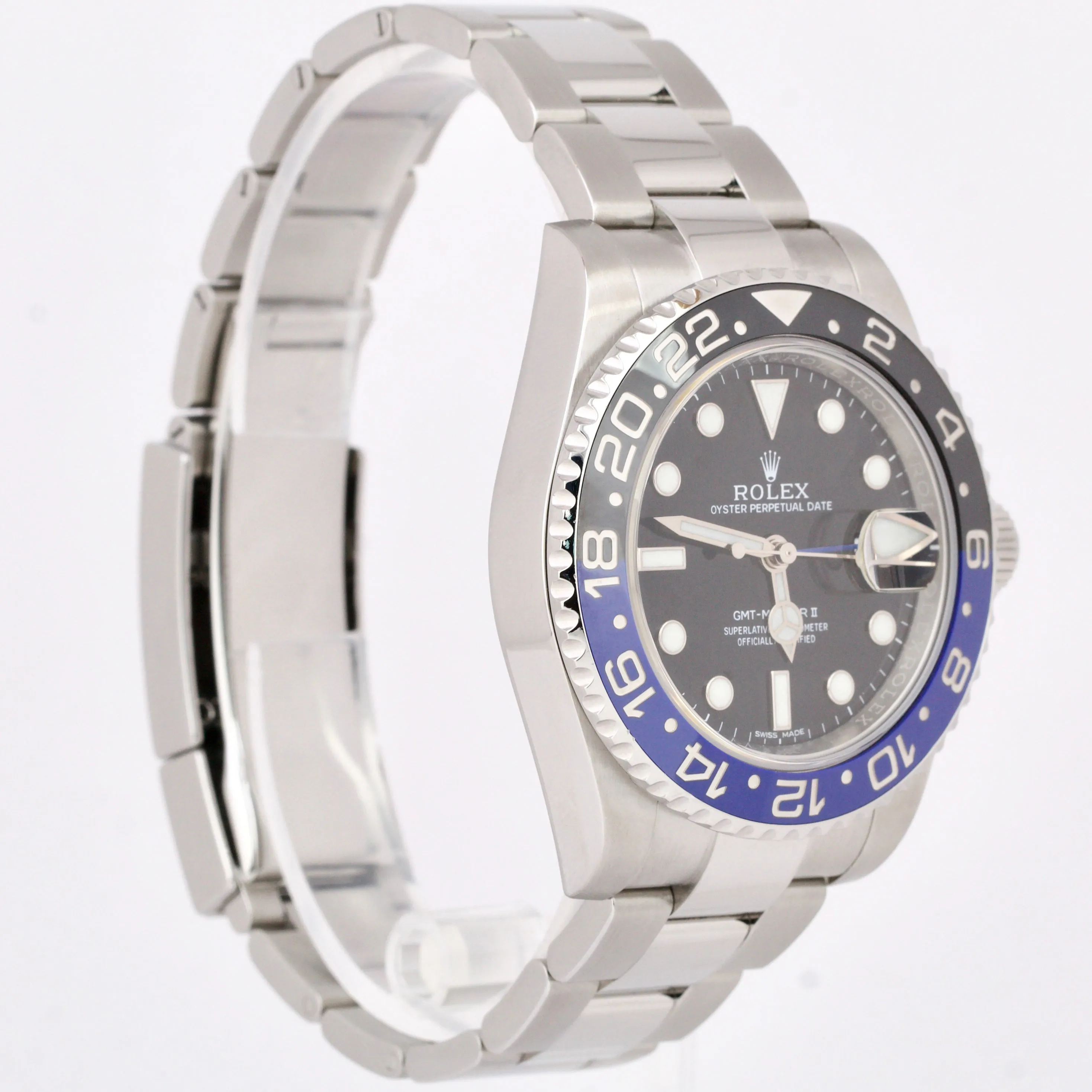 MINT Rolex GMT-Master II Blue Black BATMAN Ceramic Steel 40mm Watch 116710 BLNR
