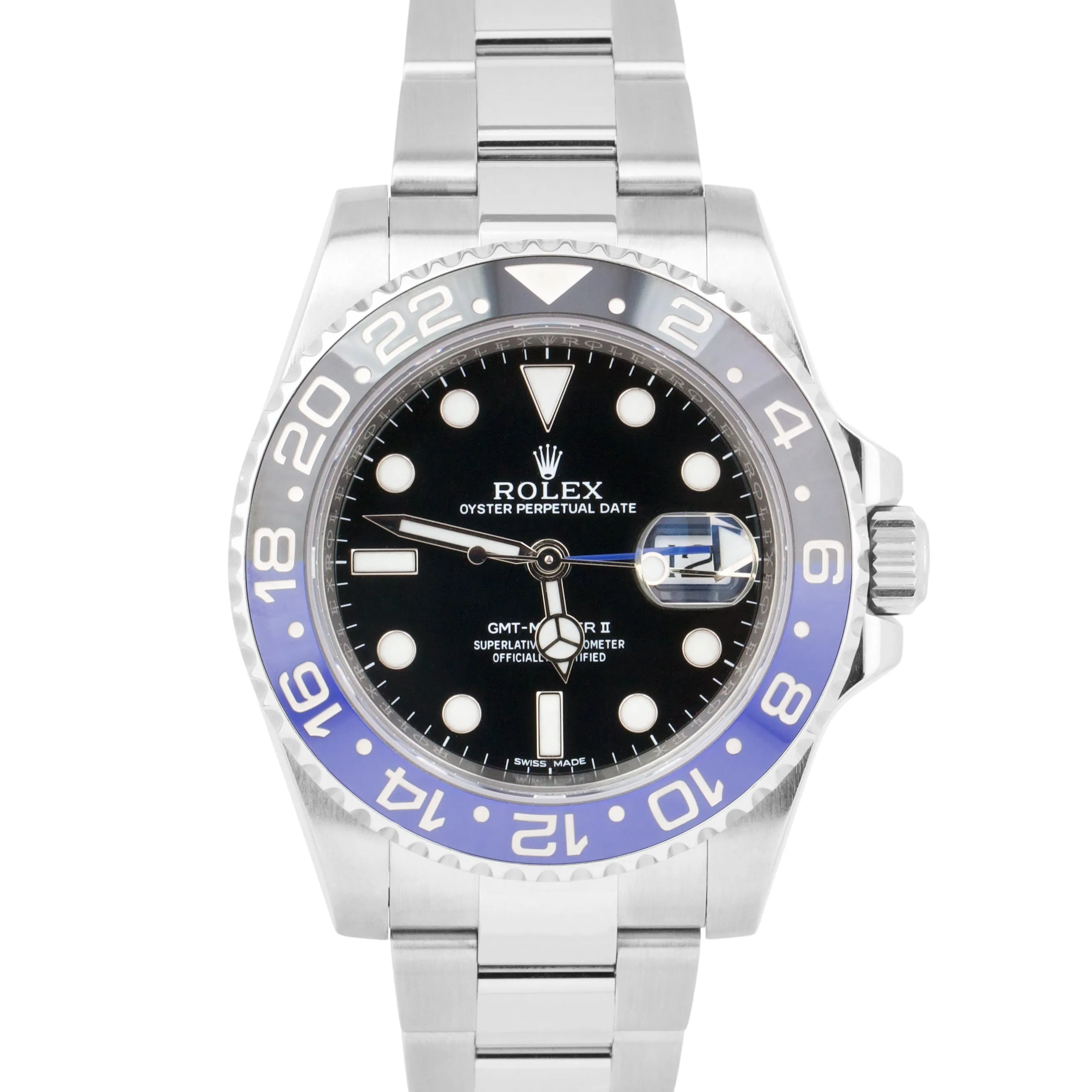 MINT Rolex GMT-Master II Blue Black BATMAN Ceramic Steel 40mm Watch 116710 BLNR