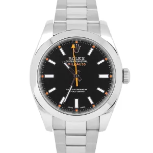 MINT Rolex Milgauss Black Orange Stainless Steel 40mm Automatic Watch 116400