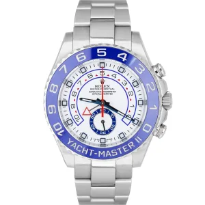 MINT Rolex Yacht-Master II PAPERS 44mm BLUE HANDS Steel White 116680 Watch B P