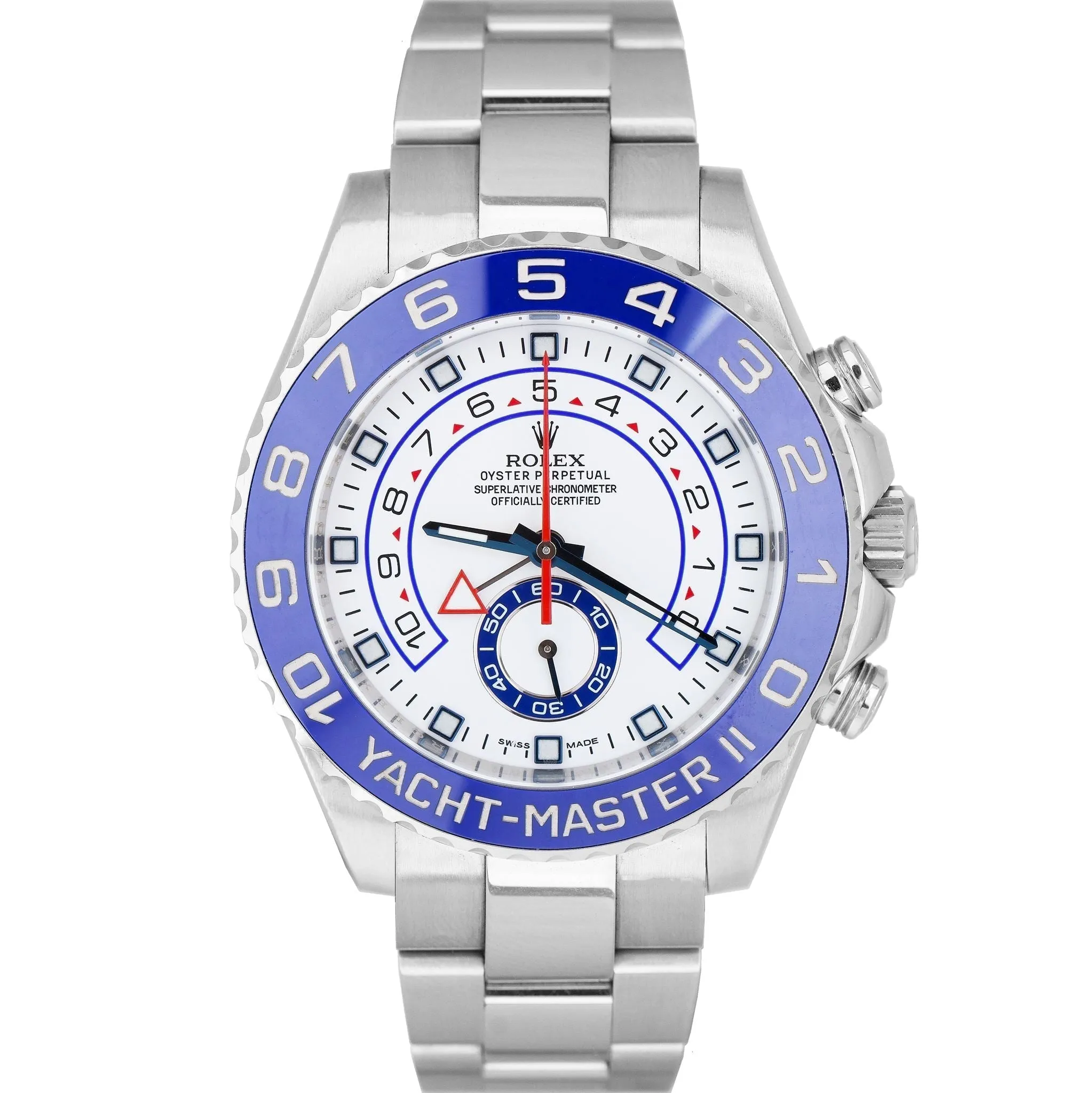 MINT Rolex Yacht-Master II PAPERS 44mm BLUE HANDS Steel White 116680 Watch B P