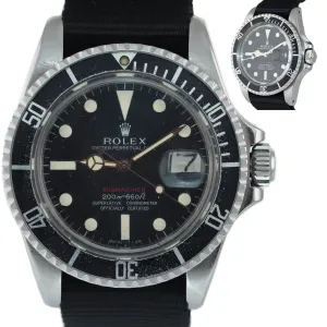 MK1 Rolex 1680 Red Submariner Meters First Steel 40mm Nato Matte Black Dial Watc
