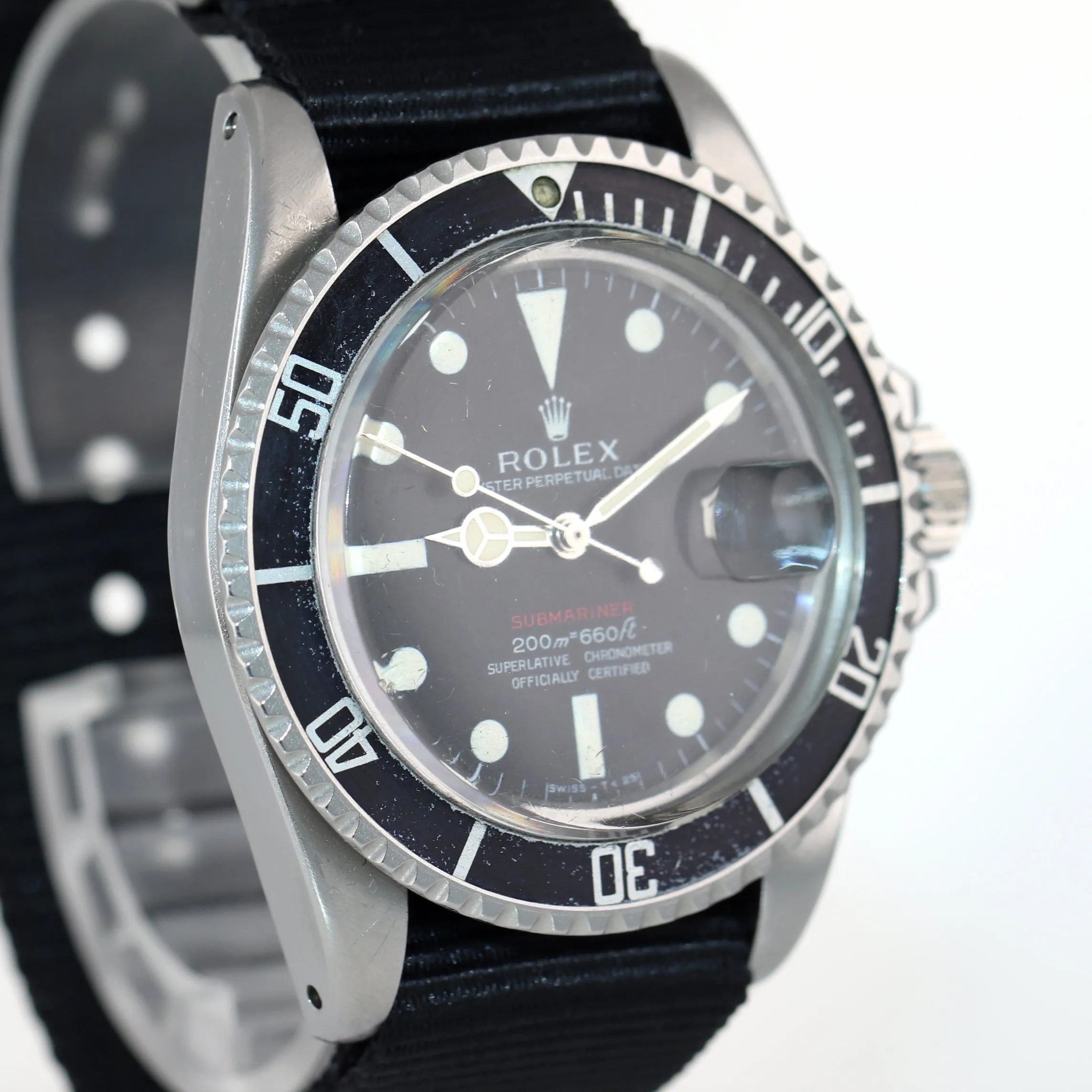MK1 Rolex 1680 Red Submariner Meters First Steel 40mm Nato Matte Black Dial Watc