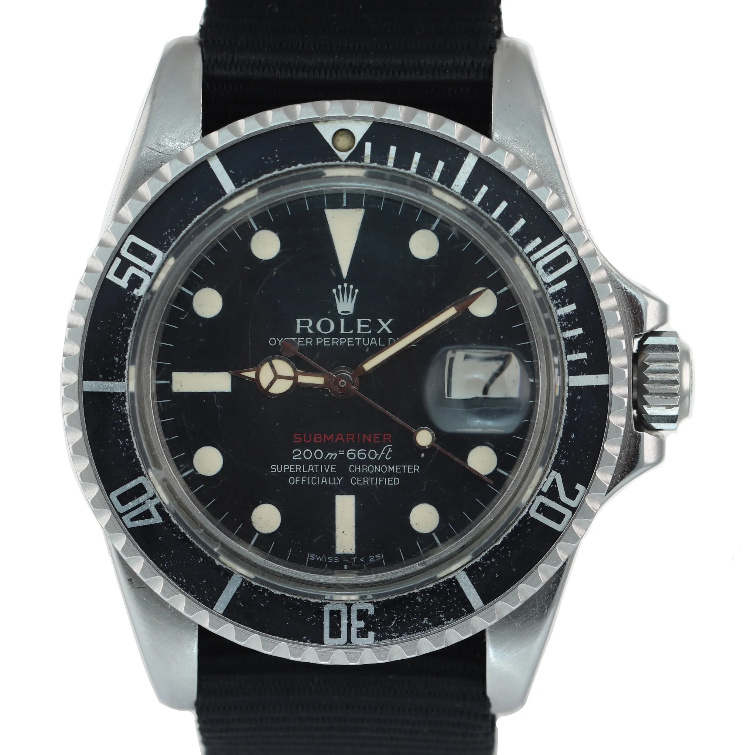 MK1 Rolex 1680 Red Submariner Meters First Steel 40mm Nato Matte Black Dial Watc