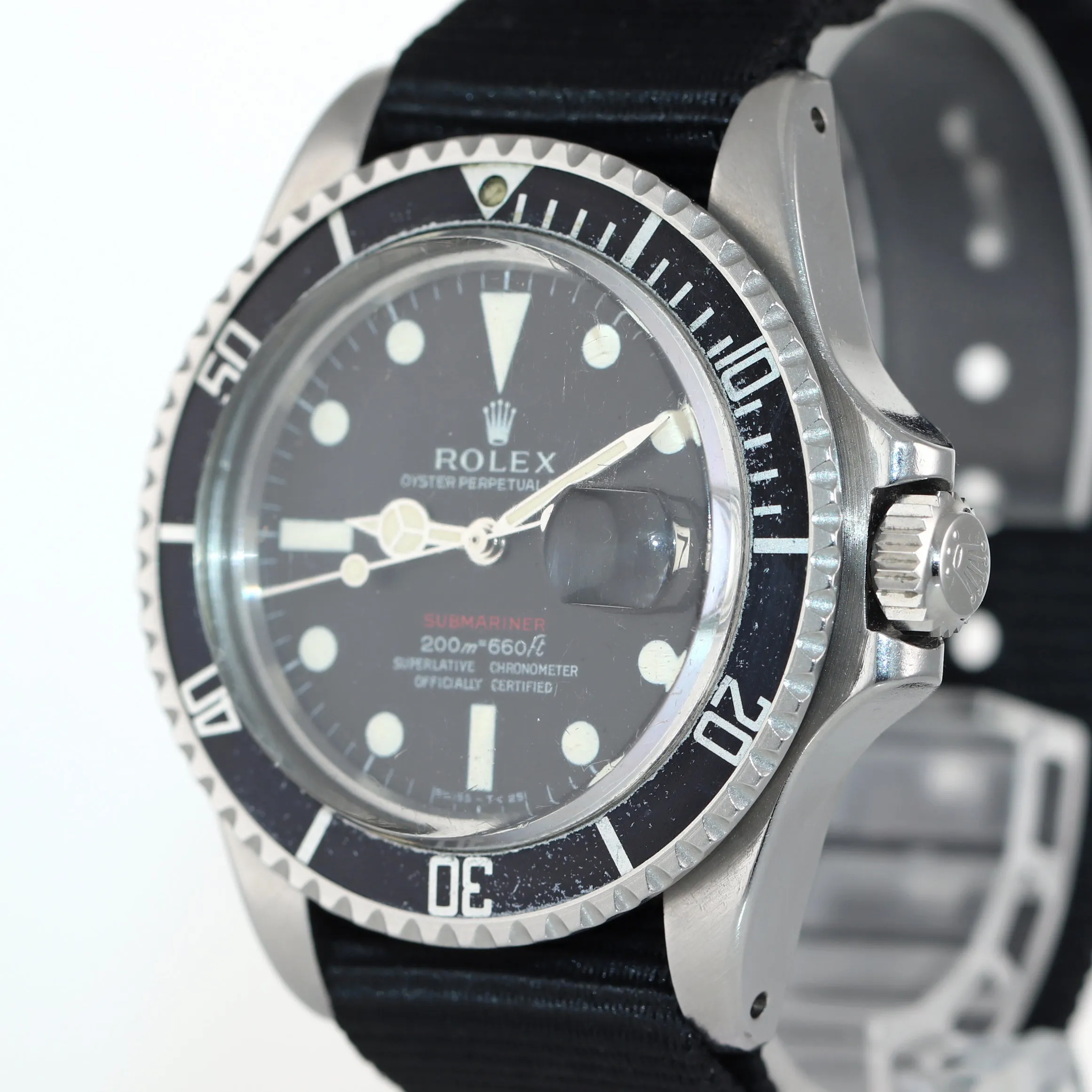 MK1 Rolex 1680 Red Submariner Meters First Steel 40mm Nato Matte Black Dial Watc