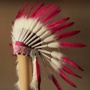 N23- From 5-8 years Kid / Child's: Pink feather Headdress 21 inch. – 53,34 cm.