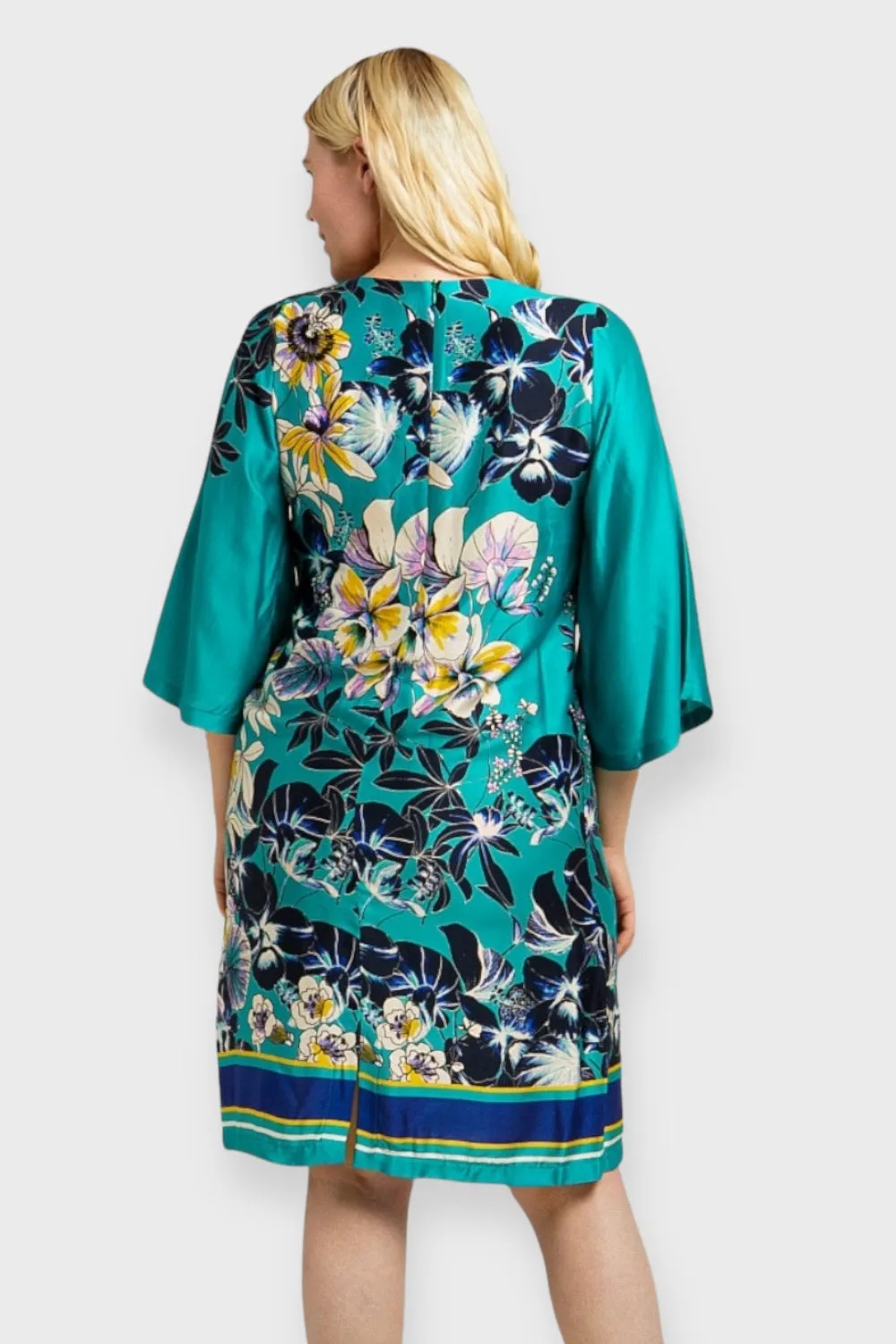 Napoli Turquoise Floral Satin Dress