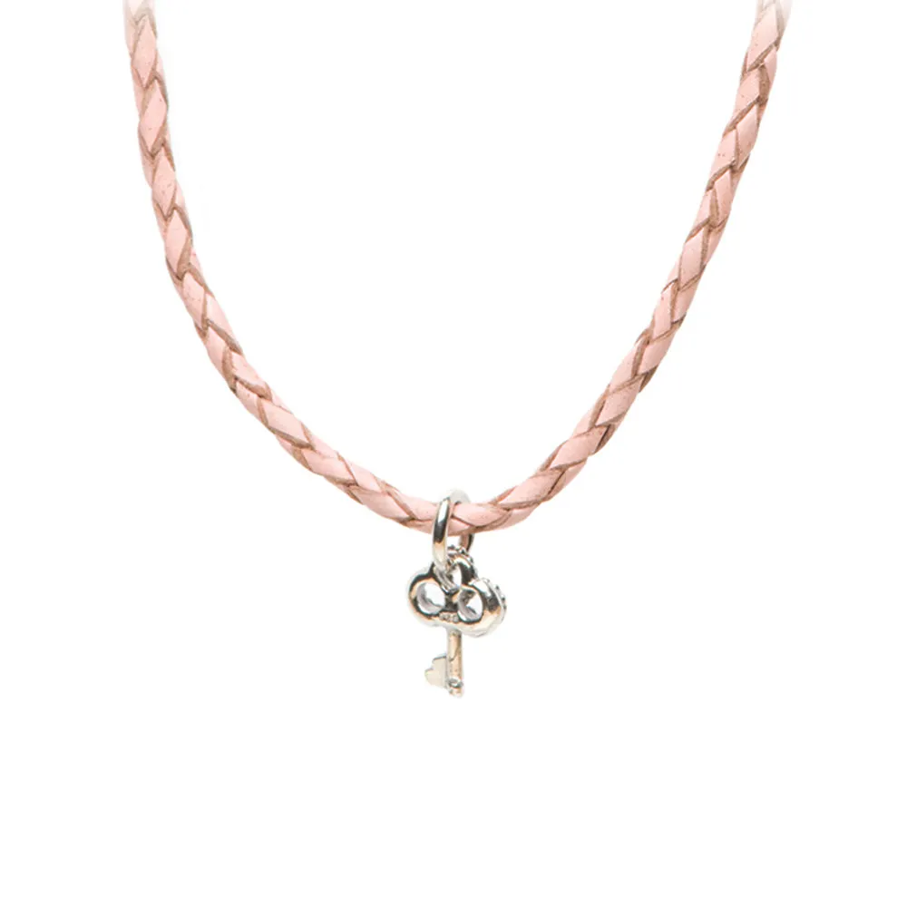 Necklace Leather Braided - Mocha, S (16-18inch/41-46cm)