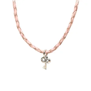 Necklace Leather Braided - Mocha, S (16-18inch/41-46cm)