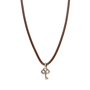 Necklace Leather Smooth - Mocha, M (24-26inch/61-66cm)