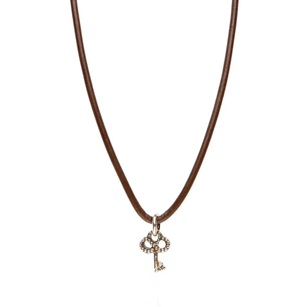 Necklace Leather Smooth - Mocha, M (24-26inch/61-66cm)
