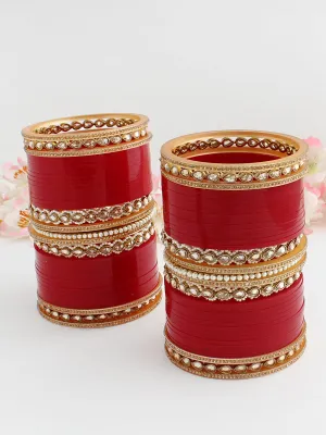 Netra Maroon Bridal Choora Bangle Set