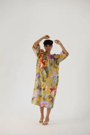 New Season Fall 24/Summer 25-Dress Cotton Satin Allora Midi Yellow-YAMBB33-Fashion Edit Yam