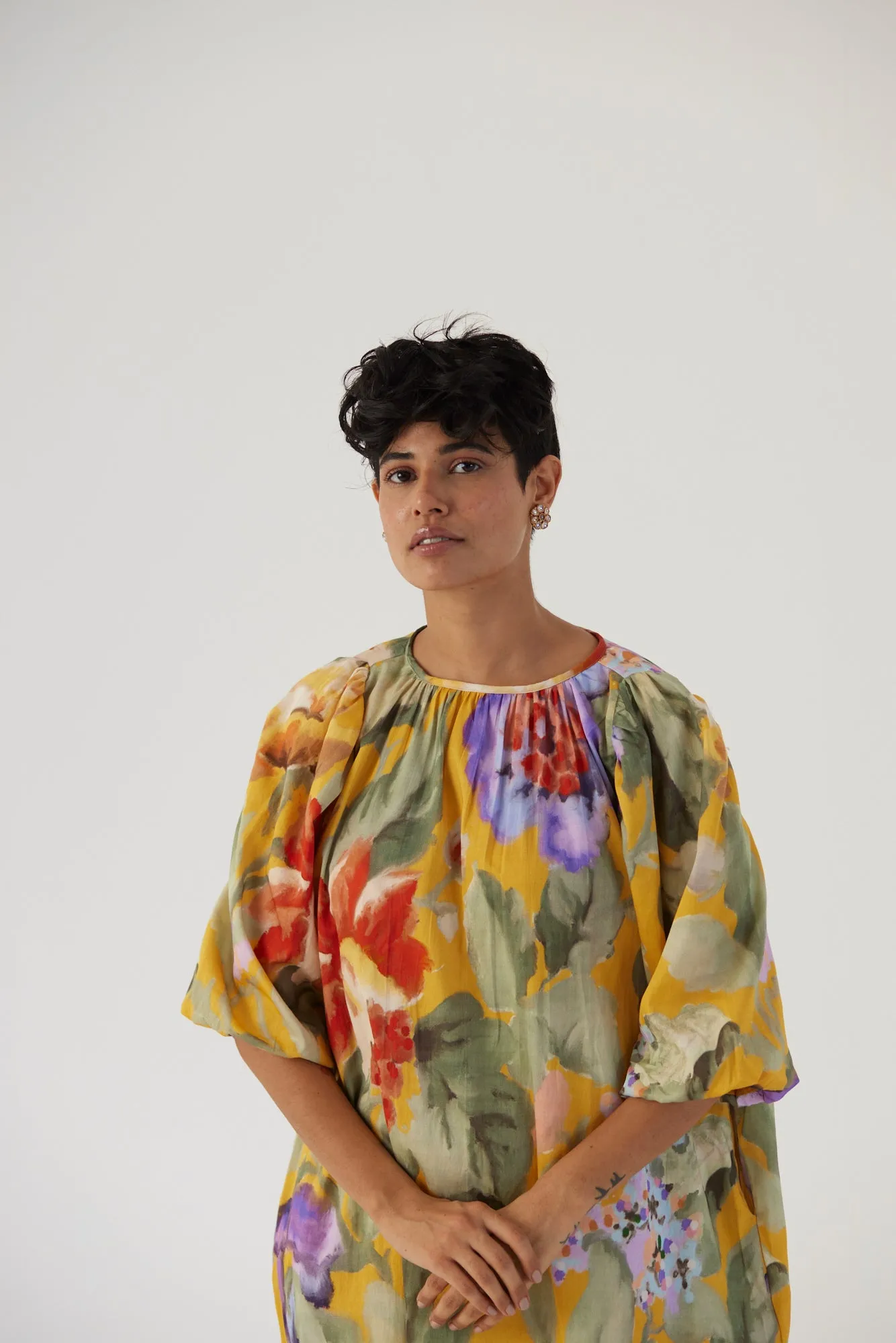 New Season Fall 24/Summer 25-Dress Cotton Satin Allora Midi Yellow-YAMBB33-Fashion Edit Yam