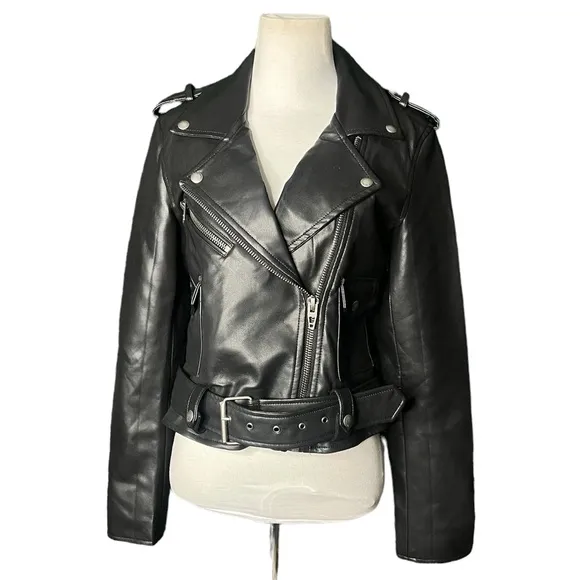 NWOT Women's BLANKNYC Faux Black Leather Moto Jacket – Sz Small