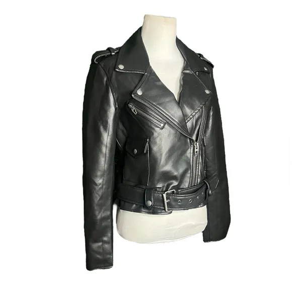 NWOT Women's BLANKNYC Faux Black Leather Moto Jacket – Sz Small