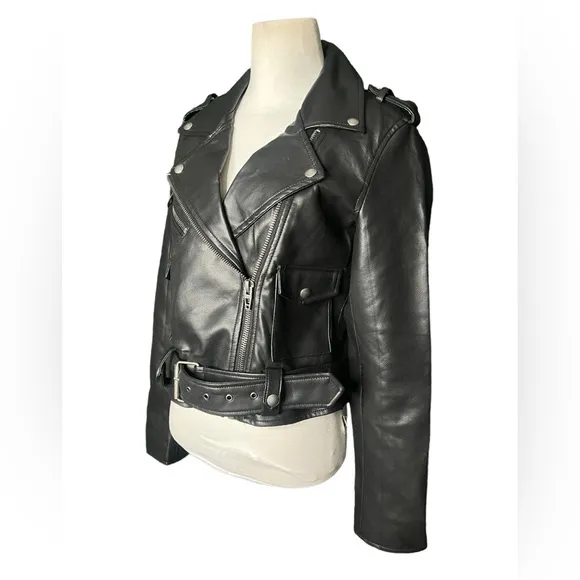 NWOT Women's BLANKNYC Faux Black Leather Moto Jacket – Sz Small