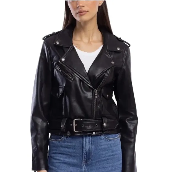NWOT Women's BLANKNYC Faux Black Leather Moto Jacket – Sz Small