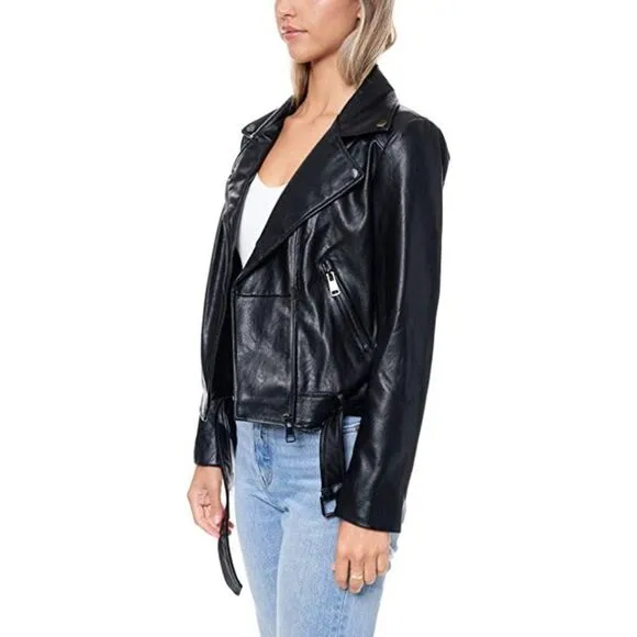NWT Black Faux Leather Moto Biker Jacket