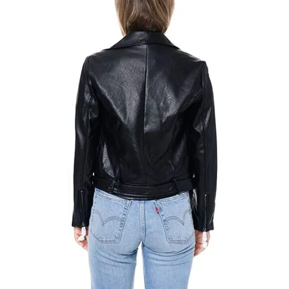 NWT Black Faux Leather Moto Biker Jacket