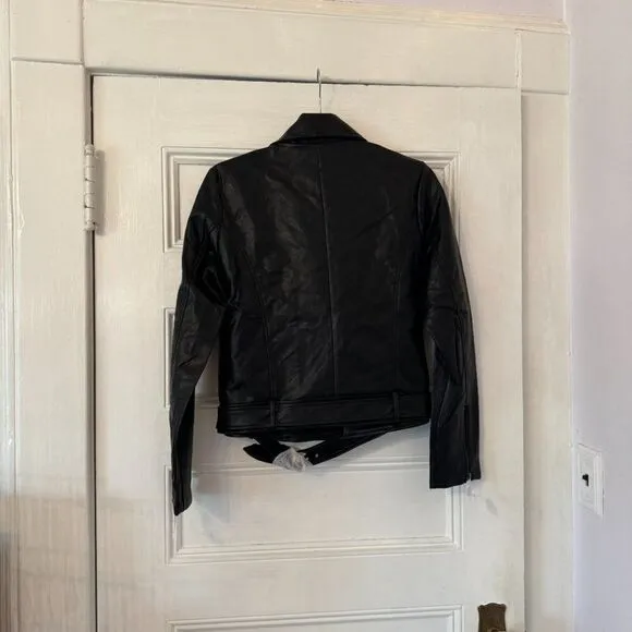 NWT Black Faux Leather Moto Biker Jacket