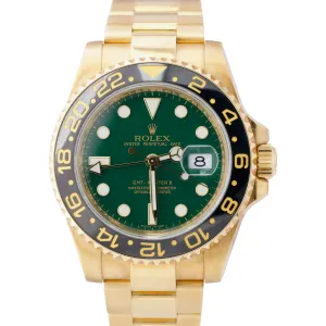 ORIGINAL GREEN DIAL Rolex GMT-Master II Ceramic PAPERS 18K Gold 40mm 116718 B P