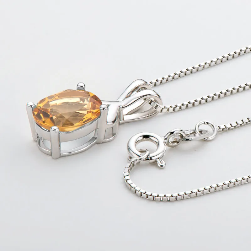 Oval Cut Natural Topaz/Citrine Gemstone Pendant Necklace
