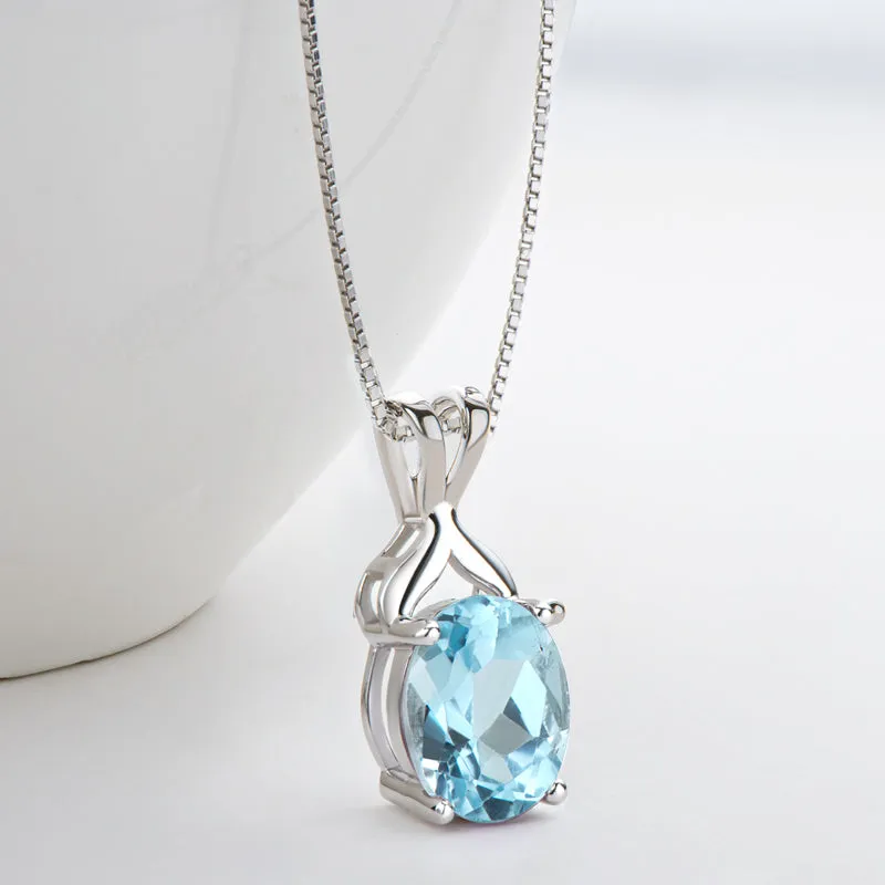 Oval Cut Natural Topaz/Citrine Gemstone Pendant Necklace