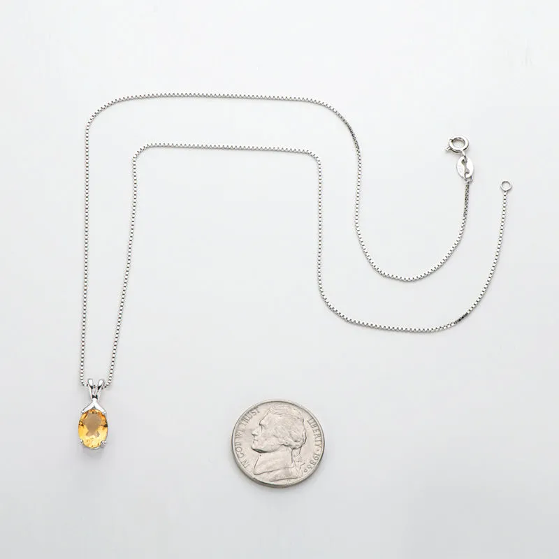 Oval Cut Natural Topaz/Citrine Gemstone Pendant Necklace