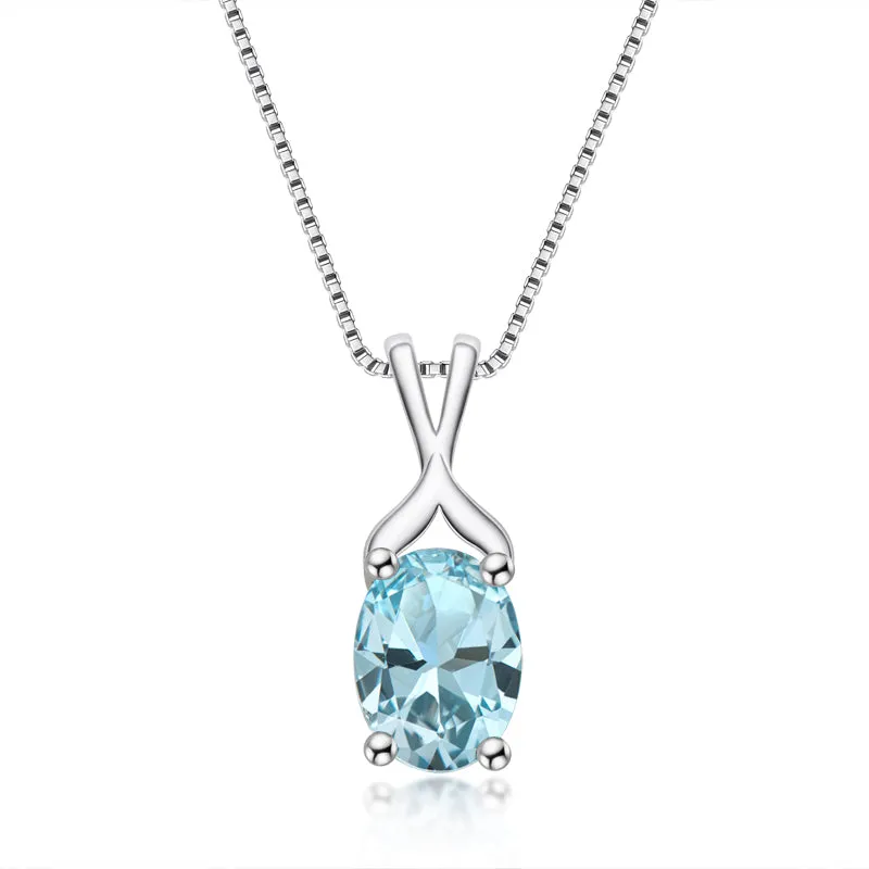 Oval Cut Natural Topaz/Citrine Gemstone Pendant Necklace